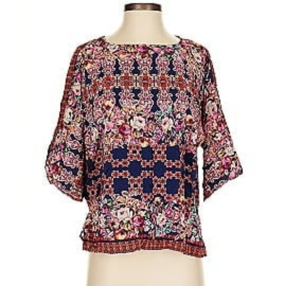 Kachel Tie Floral Silk Blouse TOP from Anthropologie size 8